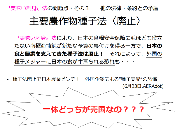 〝美味い刺身〟法は廃止を！